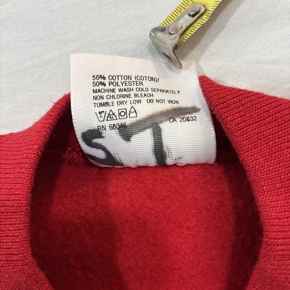 Vintage Tultex Sweater Youth‎ Small Red Made in USA Raglan Sweatshirt Blank 90s - Picture 5 of 11